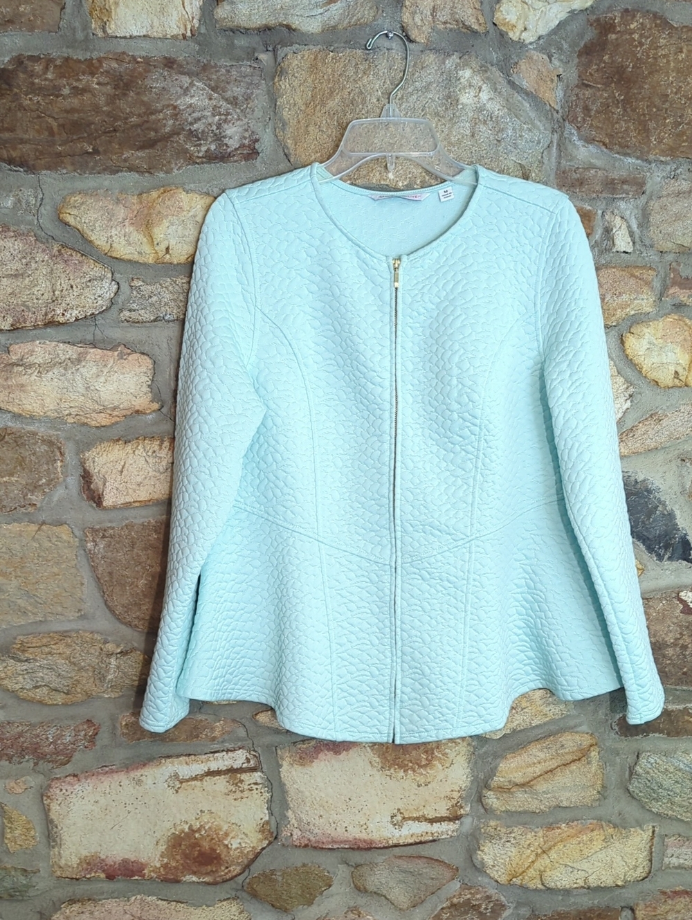 Isaac Mizrahi Live! Light Green Quilted Zip-Front Jacket